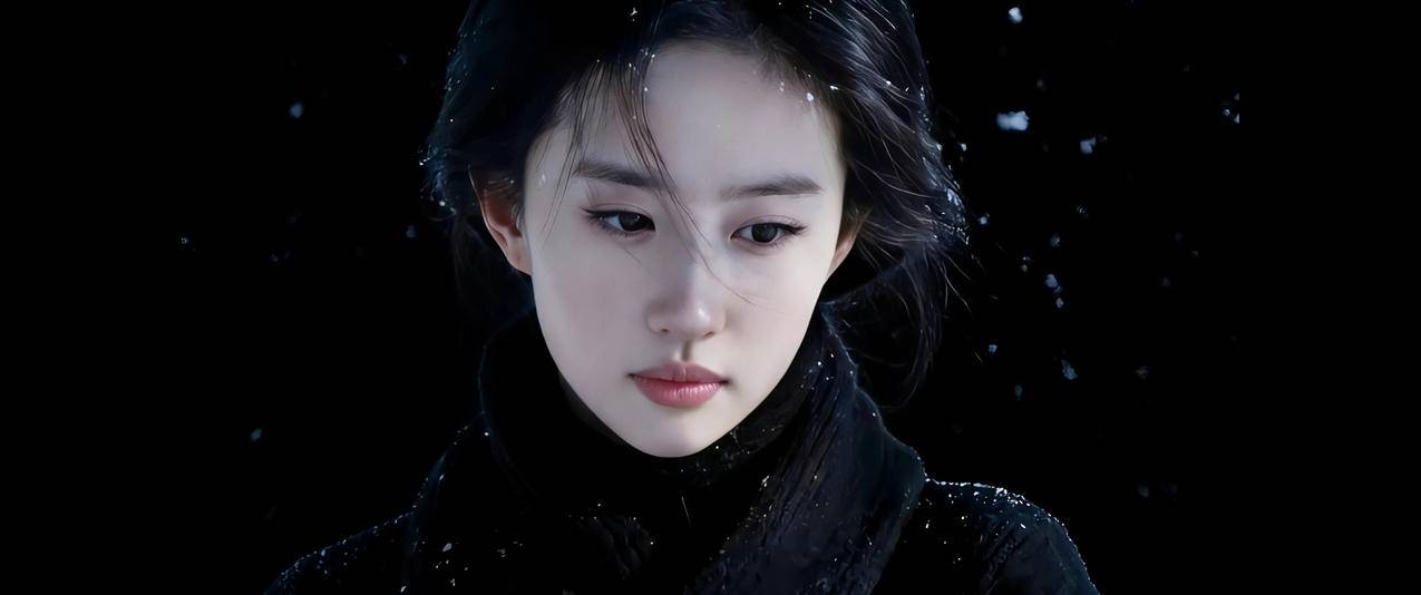 刘亦菲黑色背景3440x1440带鱼屏壁纸