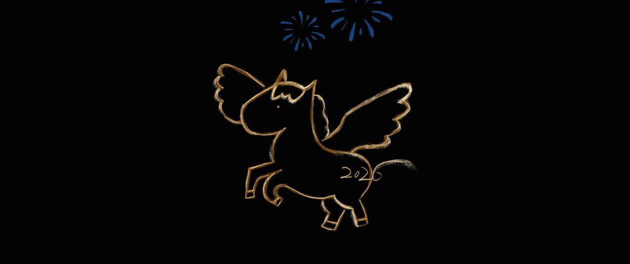 2026金马 新年 黑色背景 烟花3440x1440带鱼屏壁纸