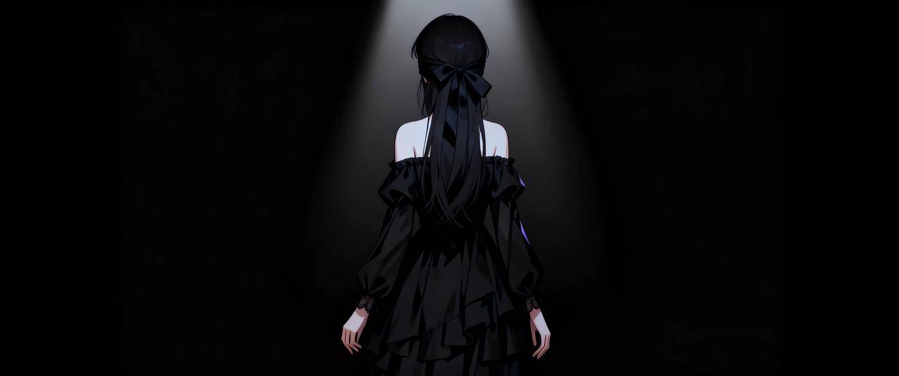 蒙眼美女 背影 光影 暗色系3440x1440带鱼屏动漫壁纸
