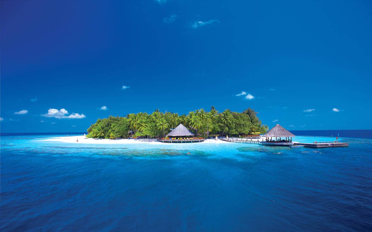 马尔代夫小岛风景 车机壁纸横屏3K
