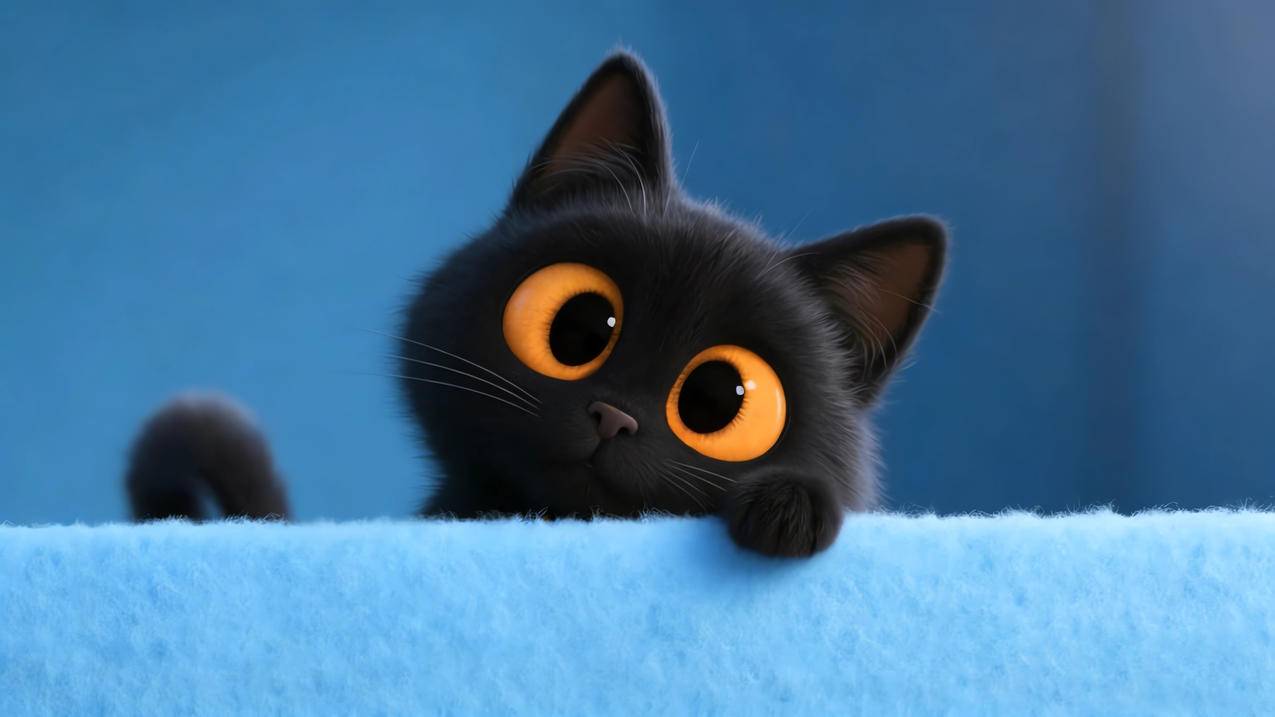 可爱小黑猫 治愈系 4K壁纸