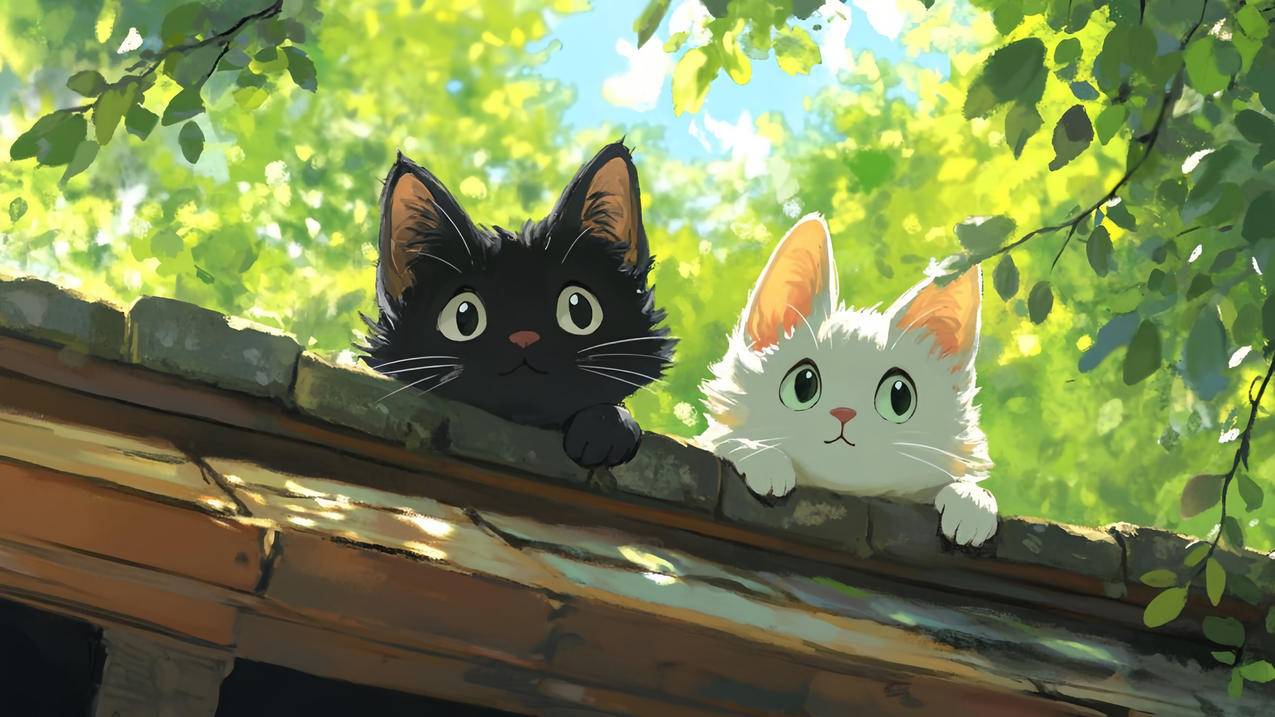 墙头 猫咪 呆萌 4k可爱桌面