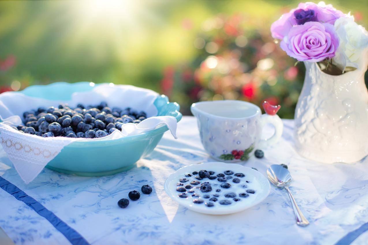 蓝莓,奶油早餐,5k美食高清图片