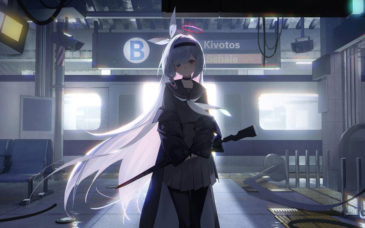 蓝色档案 动漫女孩长发 车机4k壁纸 3840x2400