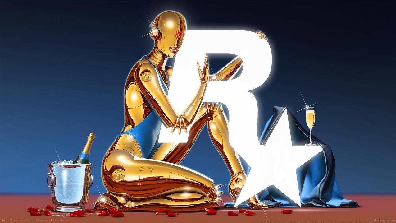 《摇滚明星游戏-Rockstar,Games》金色铜人,4K高清壁纸