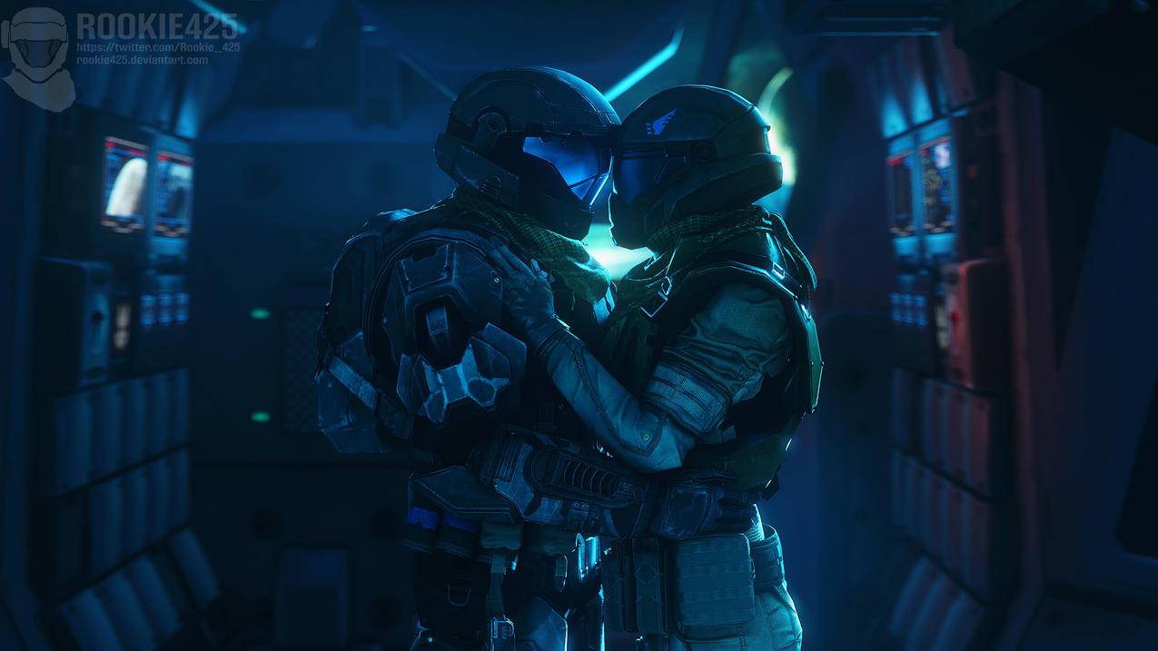 《光环-Halo》俩人拥抱,4K高清壁纸
