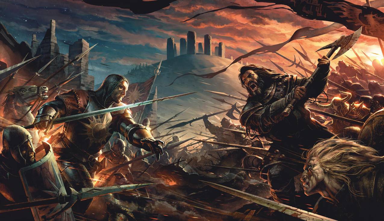 《英雄战士heroes,warrior》剑,斧,旗帜,对战,4K超清游戏桌面壁纸