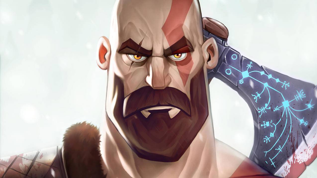 《战神》奎托斯（Kratos）卡通头,4K高清壁纸