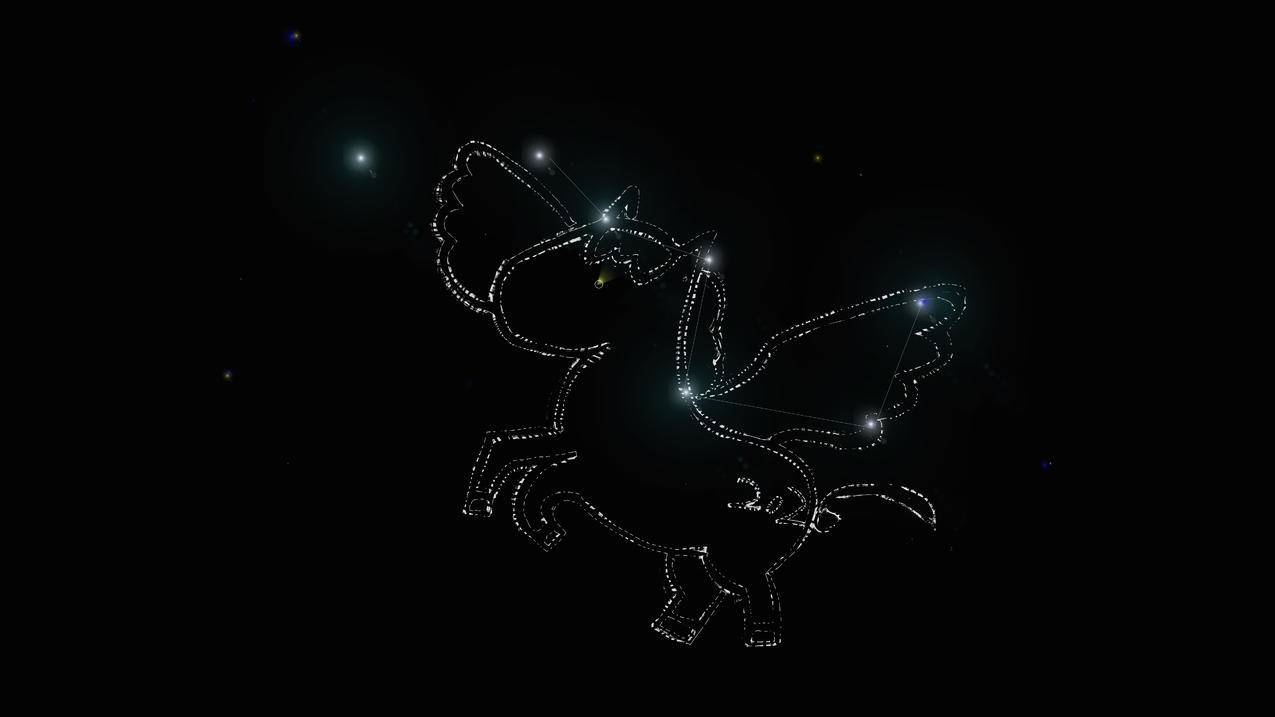 2026马年新年 可爱小马 点线图案 创意简约 黑色背景素材 8K壁纸