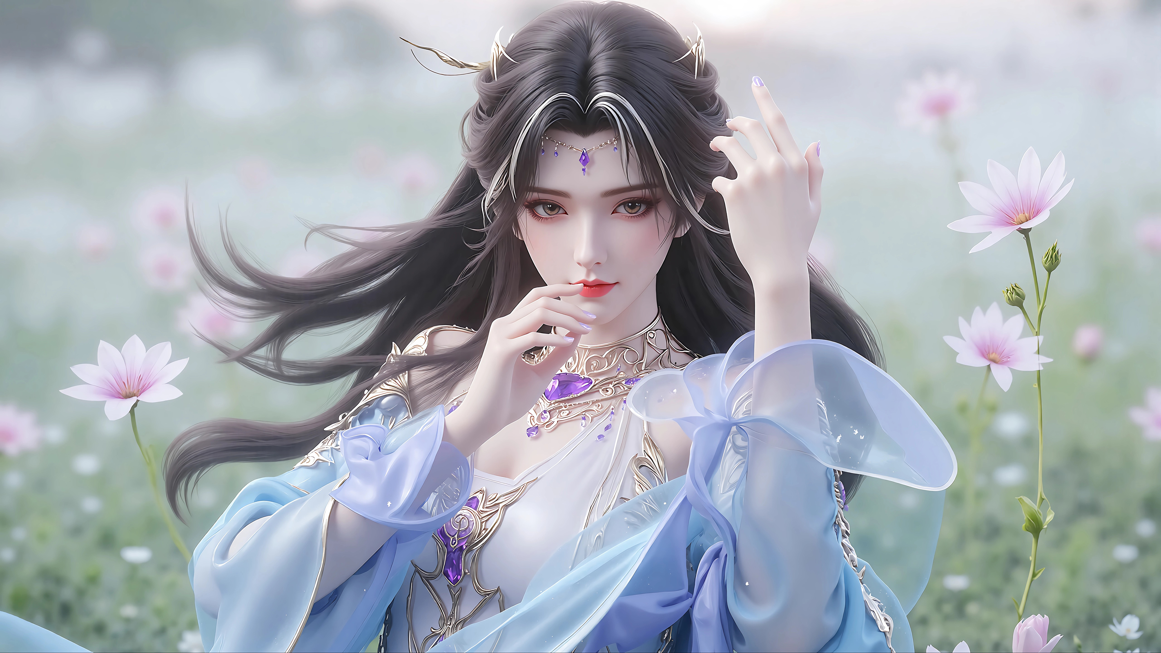 完美世界,天狐仙子,花田,4k壁纸,3840x2160